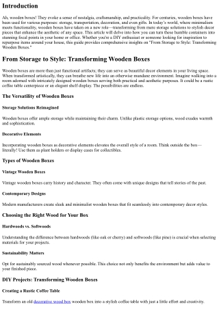 From Storage to Style: Transforming Wooden Boxes