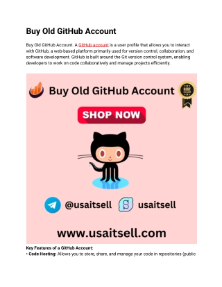 Buy Old GitHub Accounts – Verified, Secure, and Ready to Use