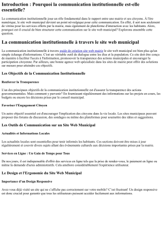La communication institutionnelle à travers le site web municipal
