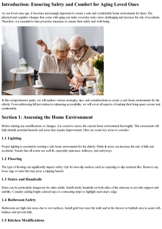 Creating a Safe Home Environment for the Elderly