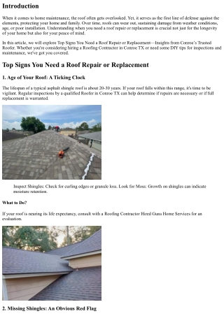 Top Signs You Need a Roof Repair or Replacement—Insights from Conroe’s Trusted R