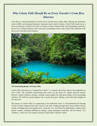 Why Celeste Falls Should Be on Every Traveler's Costa Rica Itinerary