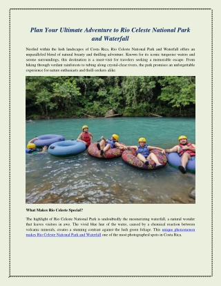 Plan Your Ultimate Adventure to Rio Celeste National Park and Waterfall