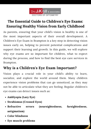 The Essential Guide to Children's Eye Exams Ensuring Healthy Vision from Early Childhood