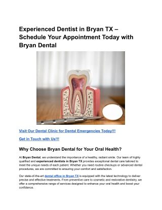 Experienced Dentist in Bryan TX – Schedule Your Appointment Today with Bryan Dental