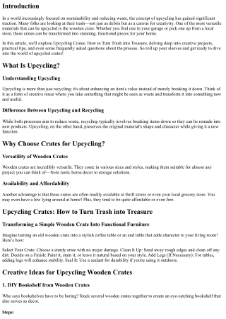 Upcycling Crates: How to Turn Trash into Treasure