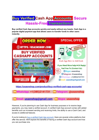 Buy Verified Cash App Accounts_ Secure Hassle-Free Transactions