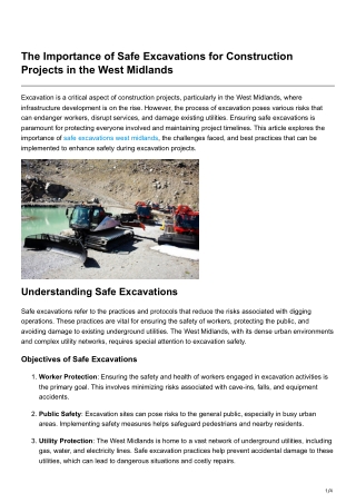 The Importance of Safe Excavations for Construction Projects in the West Midlands