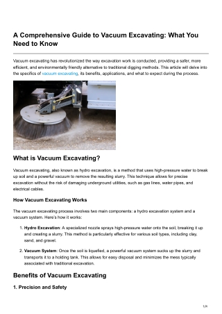 A Comprehensive Guide to Vacuum Excavating What You Need to Know