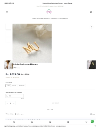 Double Initials Customised Brooch