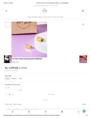 "A Touch of You: Font Customized Cufflinks"