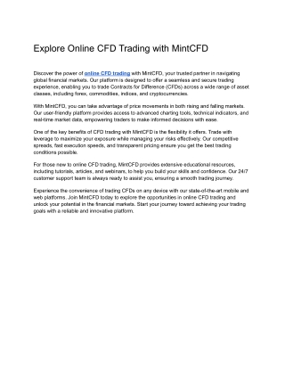 Online CFD Trading