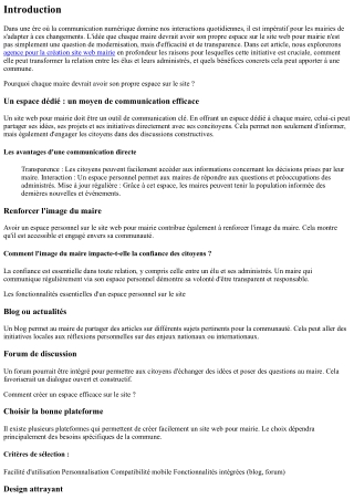 Pourquoi chaque maire devrait avoir son propre espace sur le site ?