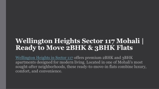 Wellington Heights Sector 117 Mohali | Ready to Move 2BHK & 3BHK Flats
