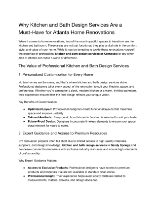 Why Kitchen and Bath Design Services Are a Must-Have for Atlanta Home Renovation