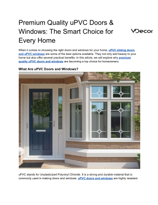 Premium Quality uPVC Doors & Windows_ The Smart Choice for Every Home