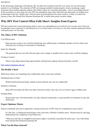 “Why DIY Pest Control Often Falls Short: Insights from Experts”