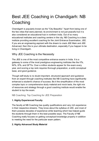 Best JEE Coaching in Chandigarh_ NB Coaching
