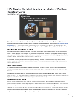 HPL Sheets: The Ideal Solution for Modern, Weather-Resistant Gates