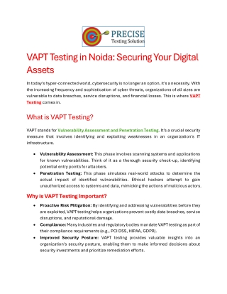 VAPT Testing in Noida Securing Your Digital Assets