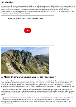 Le Massif Central : un paradis pour les éco-randonneurs