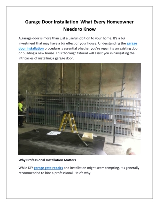 Garage Door Installation What Every Homeowner Needs to Know