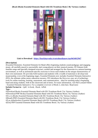 (Get Book) Essential Elements Band with EEi Trombone Book 2 By Various (Author)