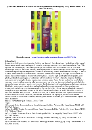 (Kindle Book) Robbins & Kumar Basic Pathology (Robbins Pathology) By Vinay Kumar