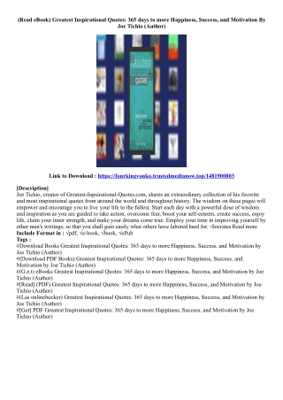 (Get Book) Greatest Inspirational Quotes: 365 days to more Happiness, Success, a