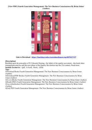 (Get Ebook) Fourth Generation Management: The New Business Consciousness By Bria