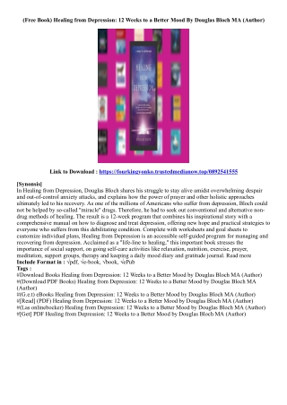 [Free Download] Healing from Depression: 12 Weeks to a Better Mood By Douglas Bl