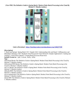 (Get Book) The Definitive Guide to Spring Batch: Modern Finite Batch Processing