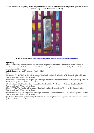 [View PDF] The Prophecy Knowledge Handbook: All the Prophecies of Scripture Expl