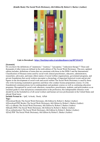 [Ebook Download] The Social Work Dictionary, 6th Edition By Robert L Barker (Aut