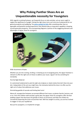 Why Picking Panther Shoes Are an Unquestionable necessity for Youngsters