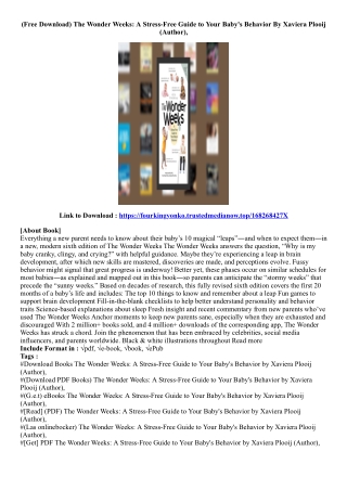 [View Book] The Wonder Weeks: A Stress-Free Guide to Your Baby's Behavior By Xav