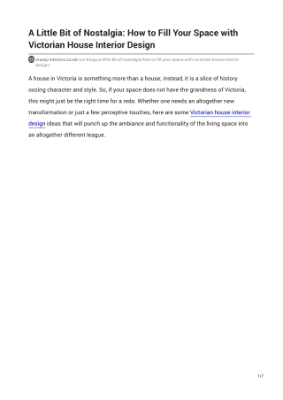 A Little Bit of Nostalgia: How to Fill Your Space with Victorian House Interior