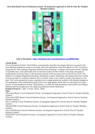 (Download) Toyota Production System: An Integrated Approach to Just-In-Time By Y