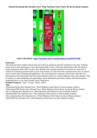 [Free Download] How Brands Grow: What Marketers Don't Know By Byron Sharp (Autho