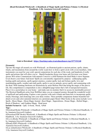 [Best Ebook] Witchcraft: A Handbook of Magic Spells and Potions (Volume 1) (Myst