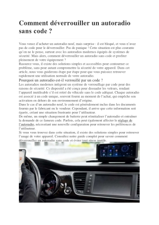 Comment déverrouiller un autoradio sans code facilement ?