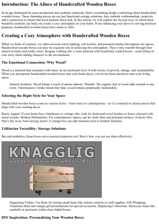 “Creating a Cozy Atmosphere with Handcrafted Wooden Boxes”