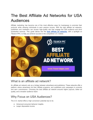 The Best Affiliate Ad Networks for USA Audiences
