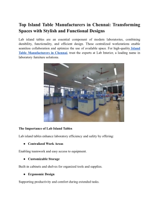 Island Table Manufacturers in Chennai