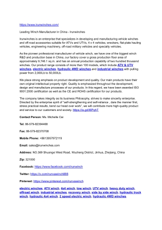 Leading Winch Manufacturer in China - Irunwinches