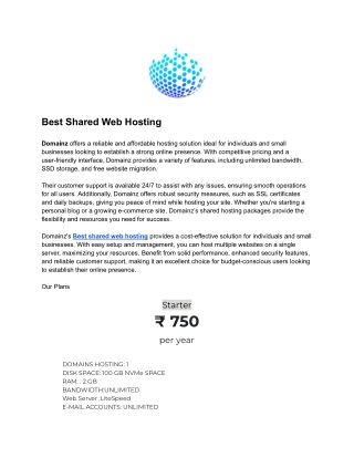 Best Shared Web Hosting