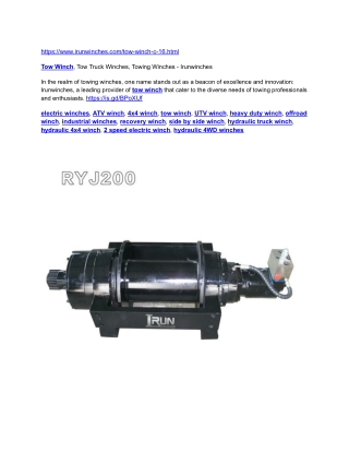 Tow Winch, Tow Truck Winches, Towing Winches - Irunwinches
