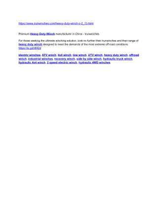 Premium Heavy Duty Winch manufacturer in China - Irunwinches