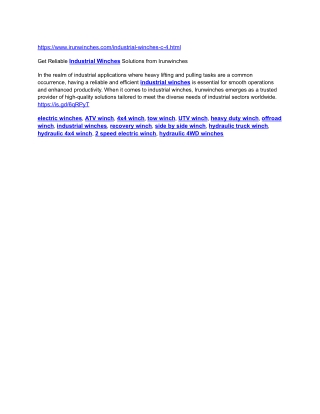 Get Reliable Industrial Winches Solutions from Irunwinches