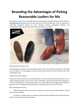 Revealing the Advantages of Picking Reasonable Loafers for Me